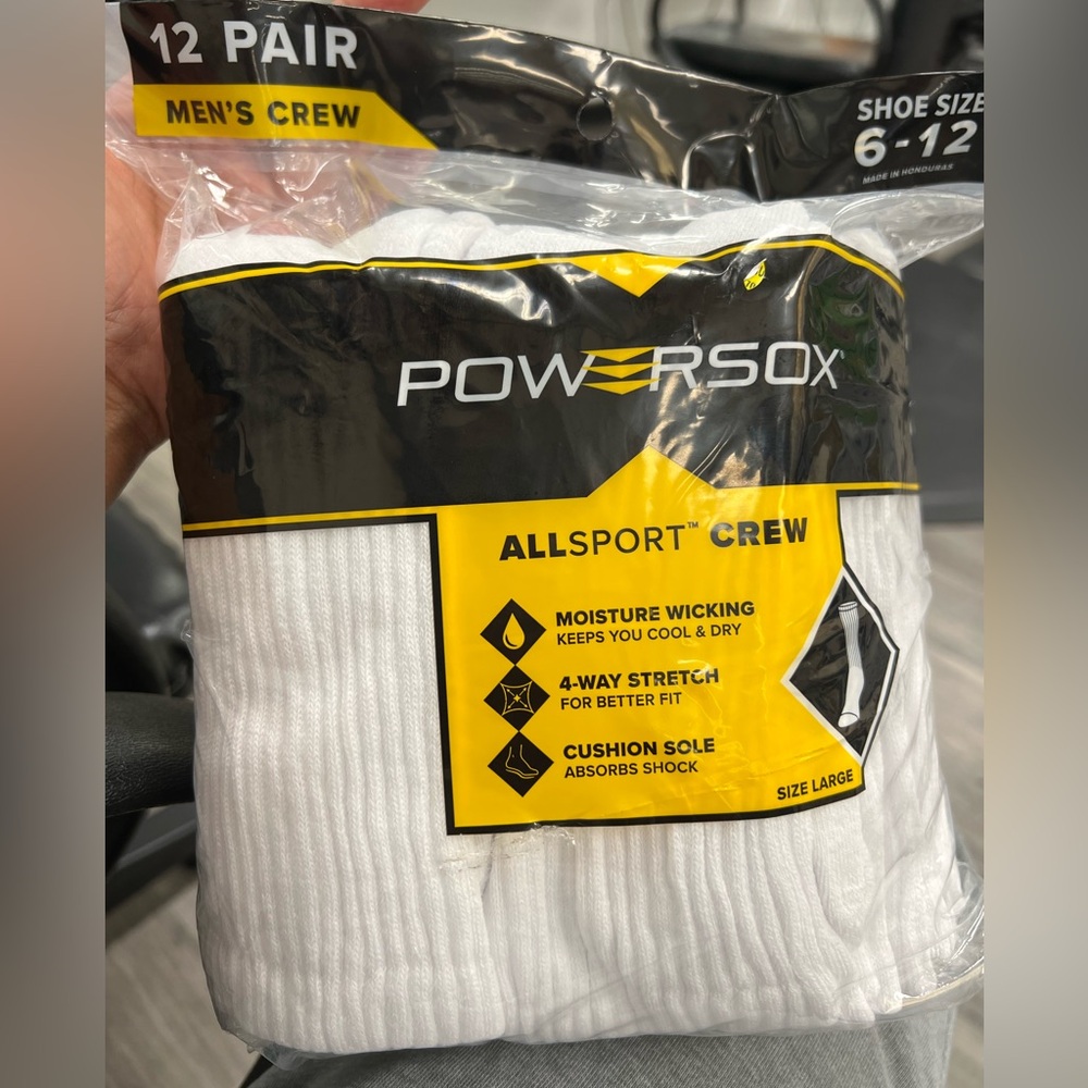 White Athletic Crew Socks Moisture-Wicking